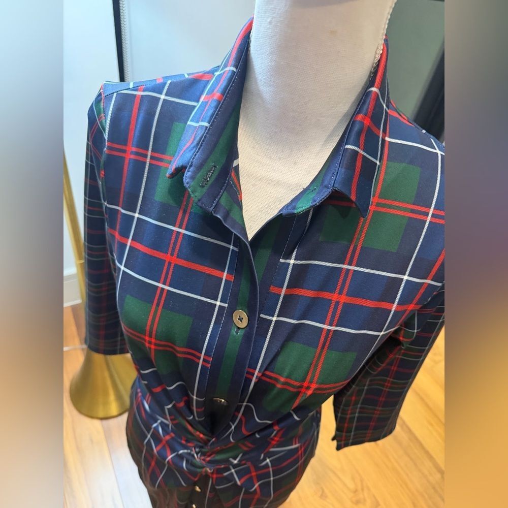 Gretchen Scott Twist and Shout Plaid Button-Down Dress size M - Picture 6 of 12